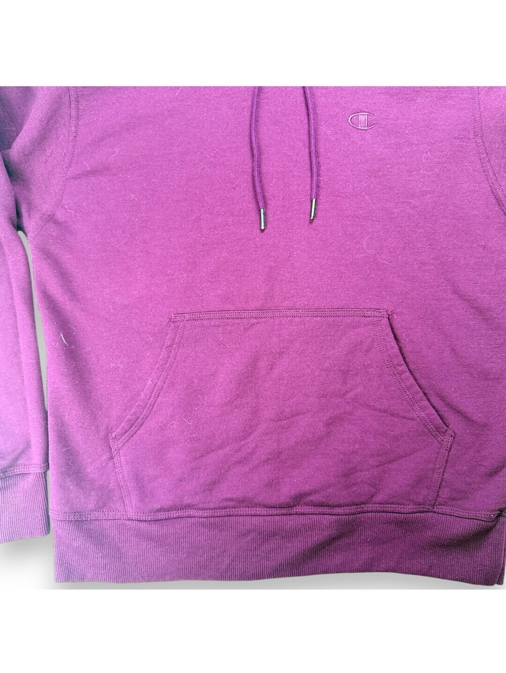 ๐ Hoodie Mens Medium Purple Maroon Pullover Sweatshirt Cozy Classic Champion - Picture 6 of 8
